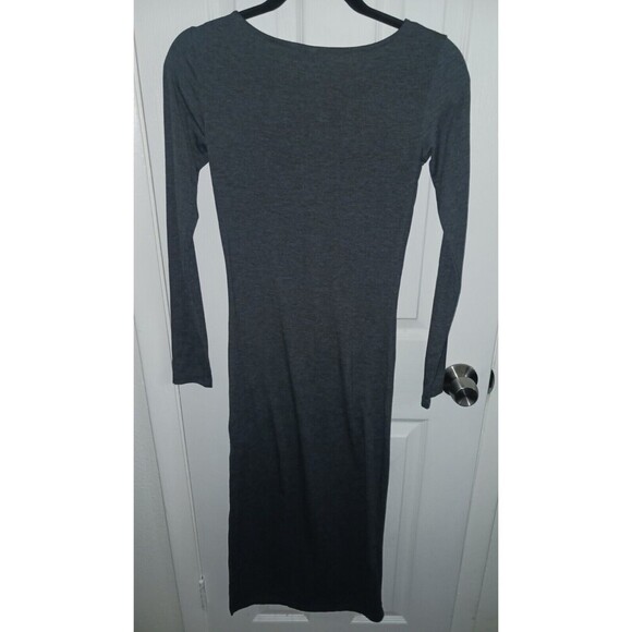 French Connection Dress Women's Small Heather Grey Bodycon Maxi Dress Side Slit‎ - Picture 8 of 13